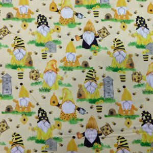 Quilting Patchwork Sewing Fabric Honey Bee Gnomes 50x55cm FQ
