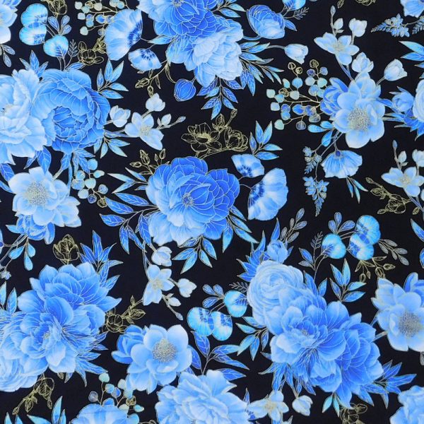 Quilting Patchwork Sewing Fabric Royal Plume Floral 50x55cm FQ