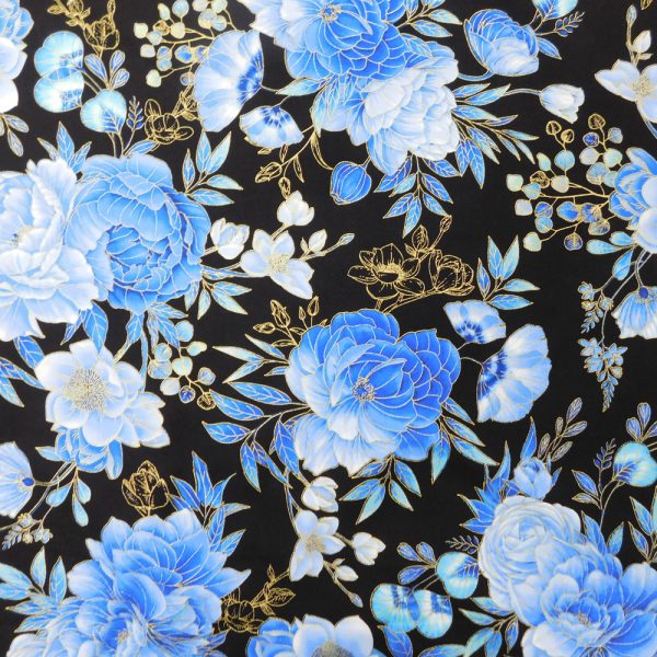 Quilting Patchwork Sewing Fabric Royal Plume Floral 50x55cm FQ