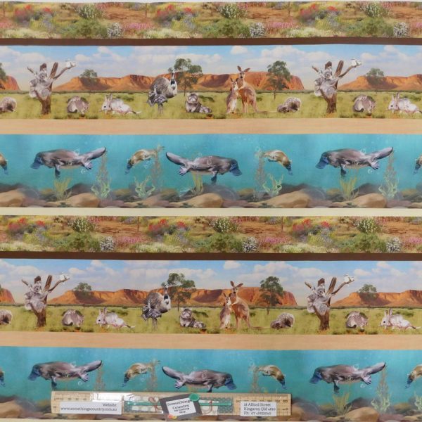 Quilting Patchwork Sewing Fabric Australian Wildlife Valley 2 Border 50x55cm FQ