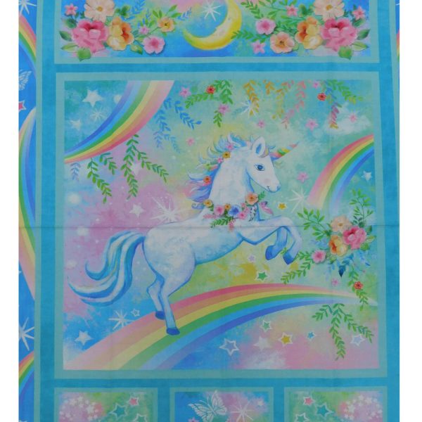Patchwork Quilting Sewing Fabric Unicorn Panel 94x110cm