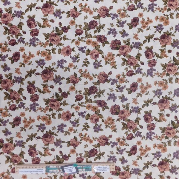 Quilting Patchwork Sewing Fabric Pretty Florals Cream 50x55cm FQ