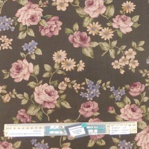 Quilting Patchwork Sewing Fabric Pretty Florals Brown 50x55cm FQ