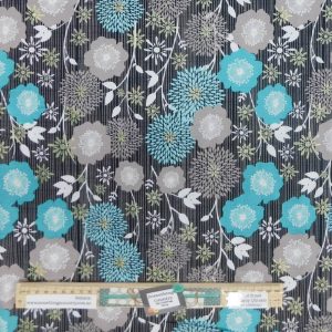 Quilting Patchwork Sewing Fabric Aqua Floral Bliss 50x55cm FQ