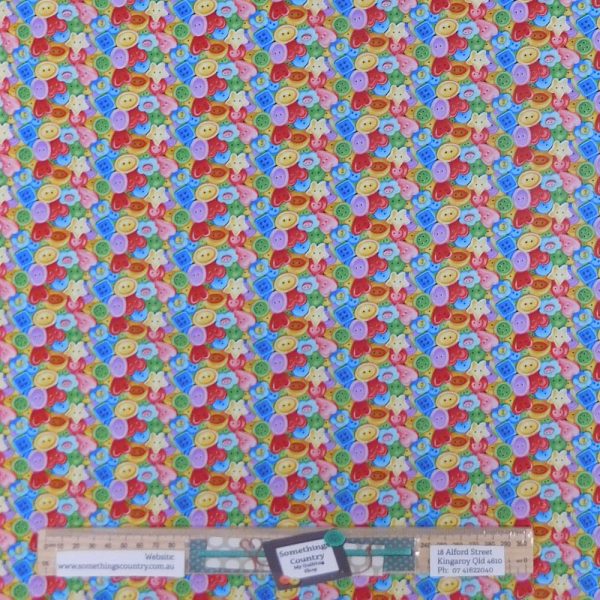 Quilting Patchwork Sewing Fabric Sew Happy Buttons 50x55cm FQ
