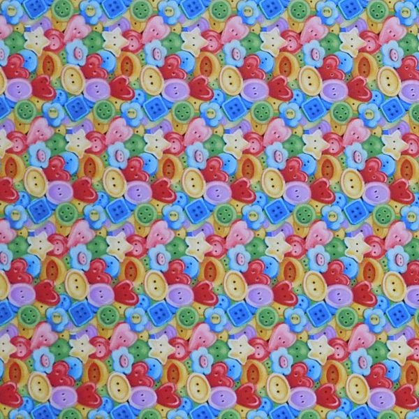 Quilting Patchwork Sewing Fabric Sew Happy Buttons 50x55cm FQ