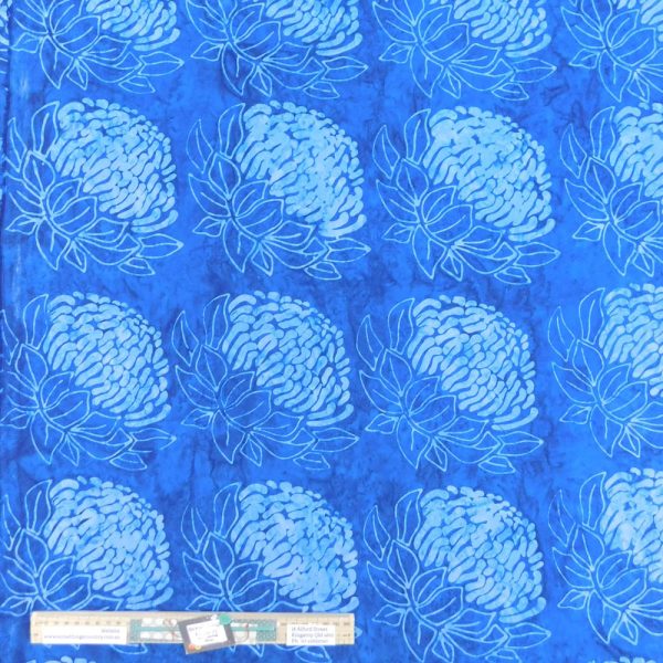 Quilting Patchwork Fabric Sewing Blue Waratah BATIK Wide Backing 270x50cm