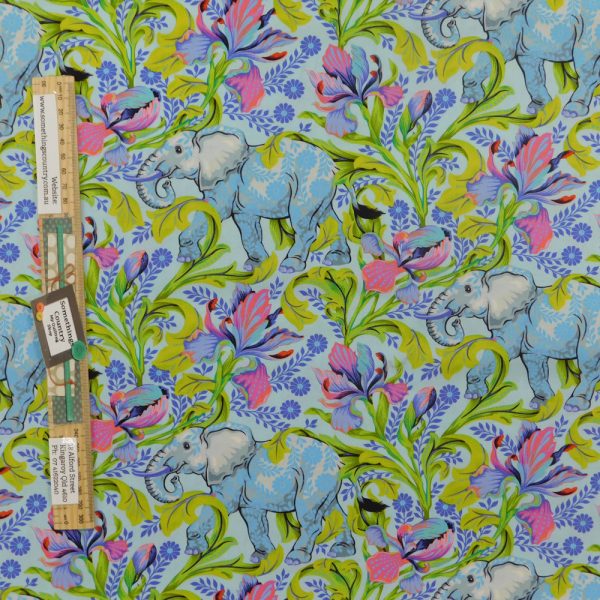 Quilting Patchwork Fabric Tula Pink Everglow Blue Elephant 50x55cm FQ