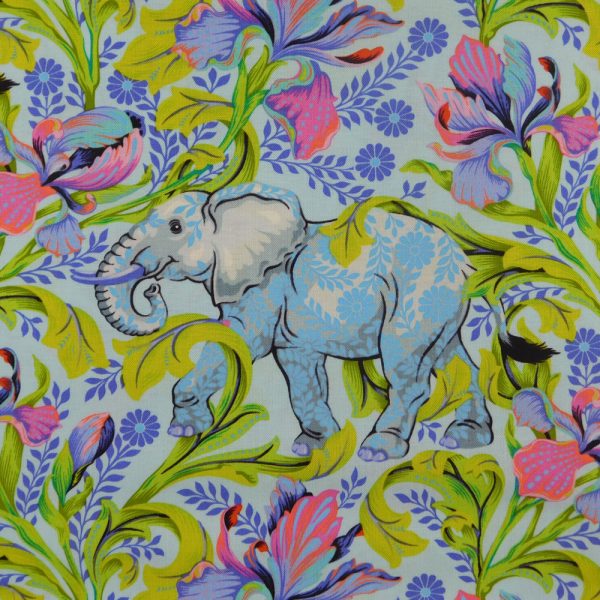 Quilting Patchwork Fabric Tula Pink Everglow Blue Elephant 50x55cm FQ