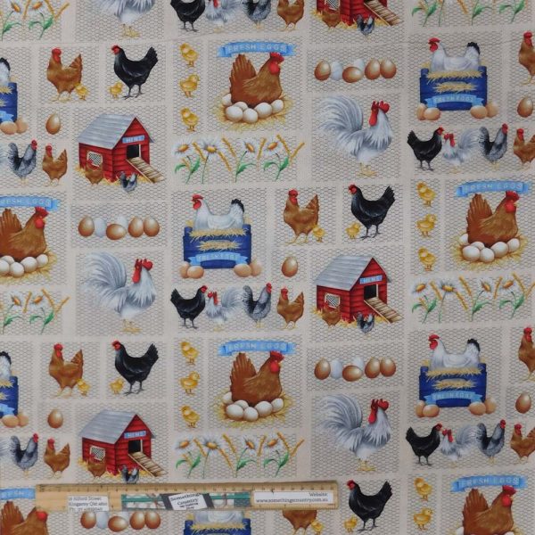 Quilting Patchwork Sewing Fabric Chicken Patch Pasture 50x55cm FQ