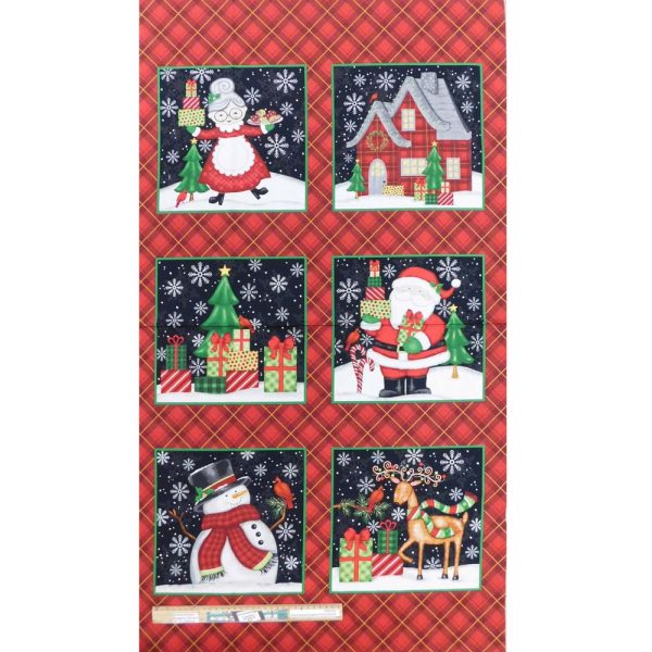 Patchwork Quilting Fabric Merry Christmas Town Panel 63x110cm