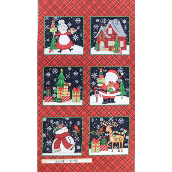Patchwork Quilting Fabric Merry Christmas Town Panel 63x110cm