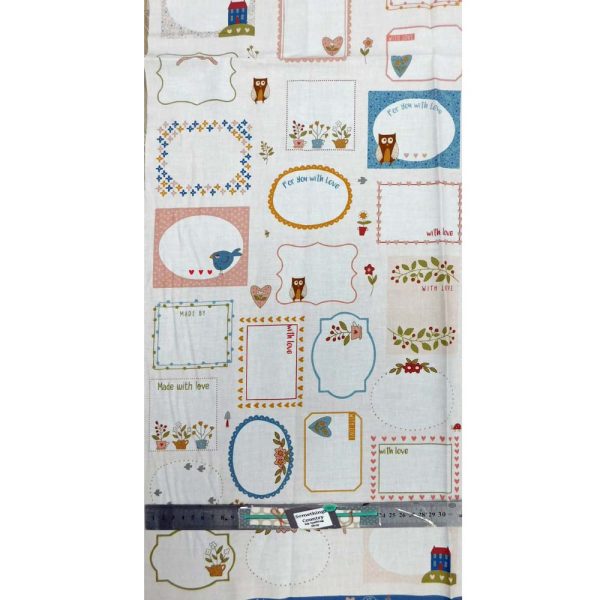 Patchwork Quilting Fabric Owl & Hare Hollow Labels Panel 35x110cm