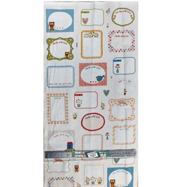 Patchwork Quilting Fabric Owl & Hare Hollow Labels Panel 35x110cm