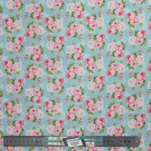 Quilting Patchwork Sewing Fabric Wish Blue Roses 50x55cm FQ