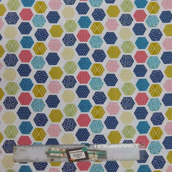 Quilting Patchwork Sewing Fabric Wildflower Hexagons 50x55cm FQ