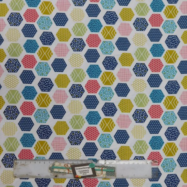 Quilting Patchwork Sewing Fabric Wildflower Hexagons 50x55cm FQ