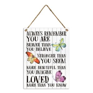 Country Wooden Printed Sign Braver Stronger Large 30x40cm Plaque