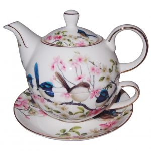 French Country Kitchen Tea For One Blue Wren Teapot and Cup