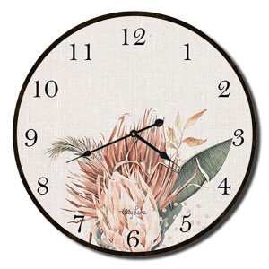 Clock Country Vintage Inspired Wall Espresso Floral 33cm