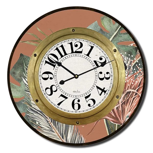 Clock Country Vintage Inspired Wall Espresso Floral 60cm