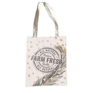 French Country Fabric Tote Shopping Bag Espresso Farm Fresh