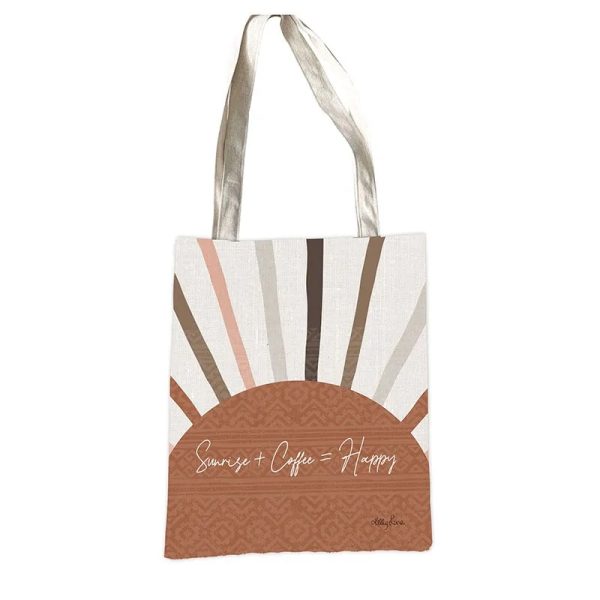 French Country Fabric Tote Shopping Bag Espresso Dessert Palm