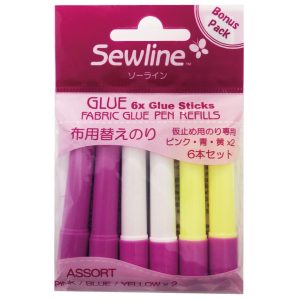 Sewline Glue Pen Stick Refill MULTI Pack 6 for Sewing Embroidery Patchwork