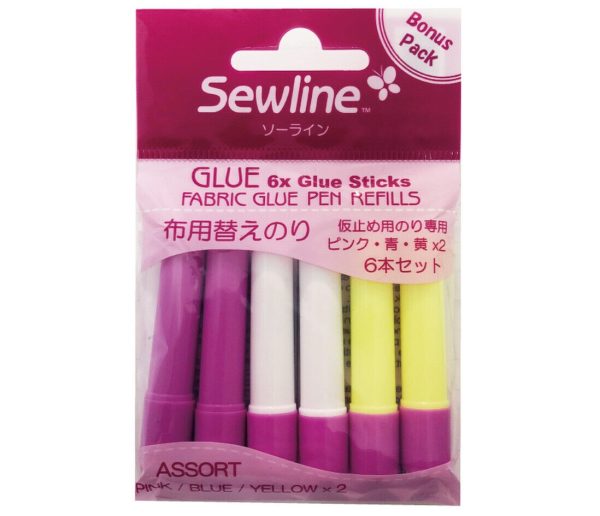 Sewline Glue Pen Stick Refill MULTI Pack 6 for Sewing Embroidery Patchwork