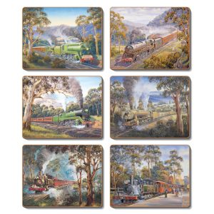 Country Kitchen Trains Cinnamon Cork Backed Placemats Set 6