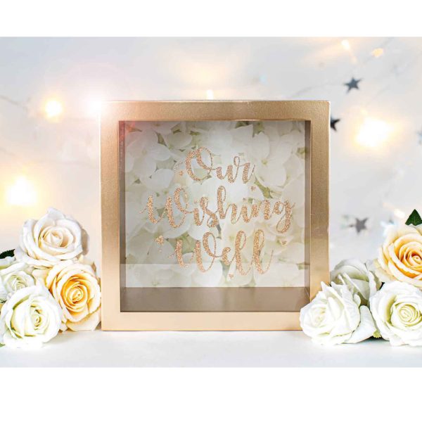Wooden Our Wishing Well Rose Gold Wedding Engagement Card Box