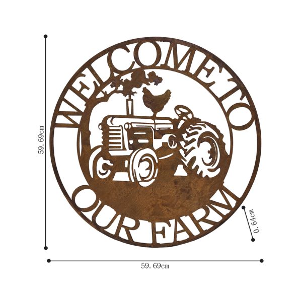 French Country Vintage Metal Welcome to Our Farm Rusty Wall Art