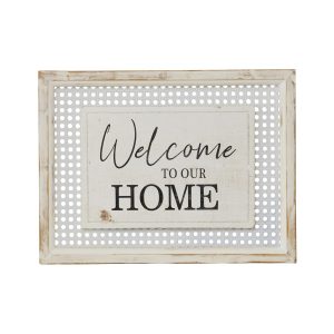 Country Farmhouse Sign Welcome To Our Home Rattan Framed Wall Art