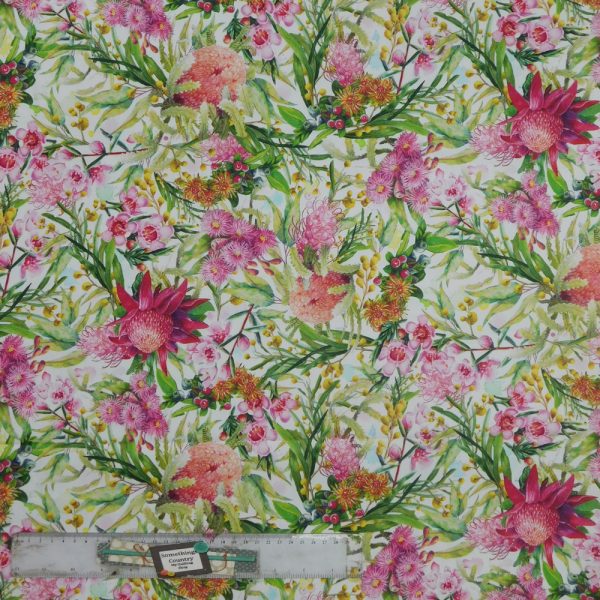 Quilting Patchwork Sewing Fabric Native Florals Light 50x55cm FQ