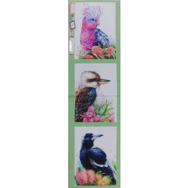 Patchwork Quilting Sewing Fabric Aussie Birds CEC Panel 30x110cm