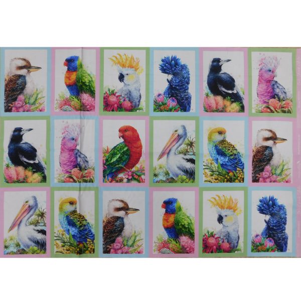 Patchwork Quilting Sewing Fabric Aussie Birds CEC Panel 51x110cm