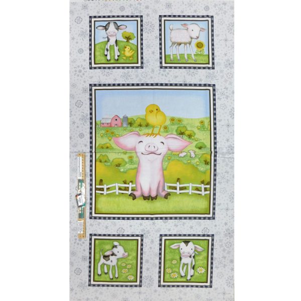 Patchwork Quilting Sewing Fabric Farm Babies Panel 61x110cm