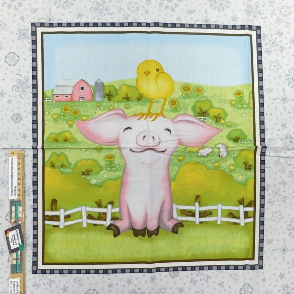 Patchwork Quilting Sewing Fabric Farm Babies Panel 61x110cm