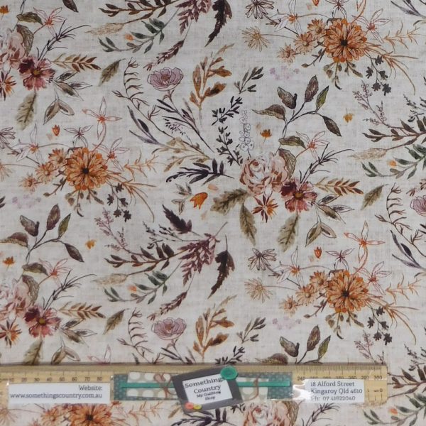Quilting Patchwork Sewing Fabric Delilah Natural 50x55cm FQ