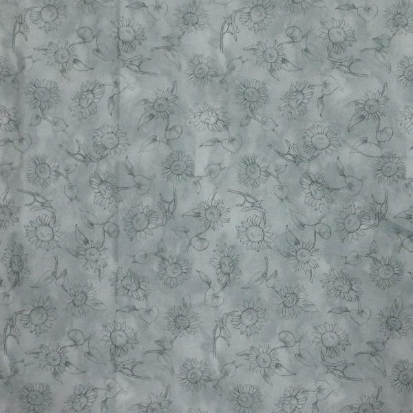 Quilting Patchwork Sewing Fabric Grey Sunflowers 50x55cm FQ