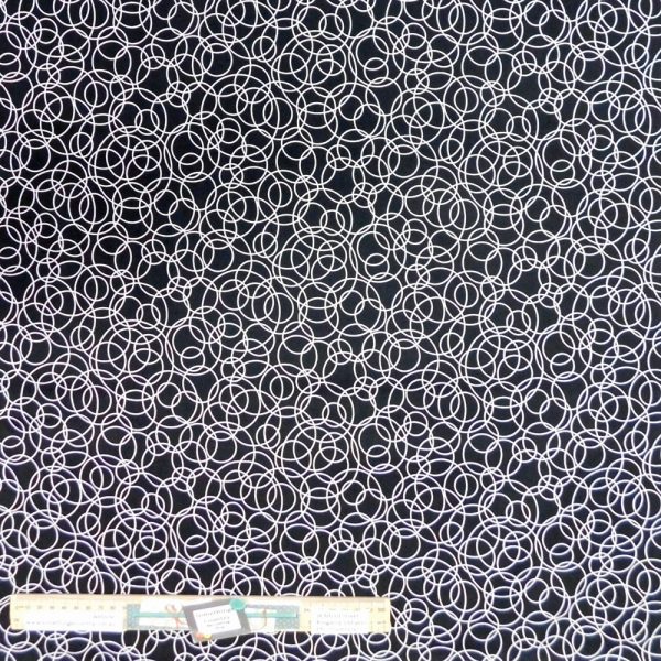 Quilting Patchwork Sewing Fabric Black Circles 50x55cm FQ