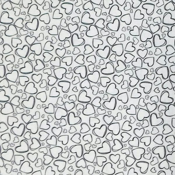 Quilting Patchwork Sewing Fabric White Hearts 50x55cm FQ
