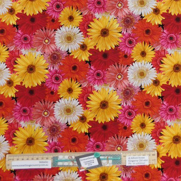 Quilting Patchwork Sewing Fabric Flower Market Gerbera 50x55cm FQ