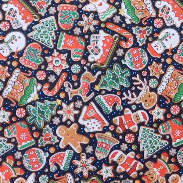 Quilting Patchwork Sewing Fabric Christmas Cookies 50x55cm FQ