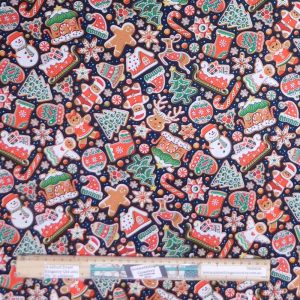 Quilting Patchwork Sewing Fabric Christmas Cookies 50x55cm FQ