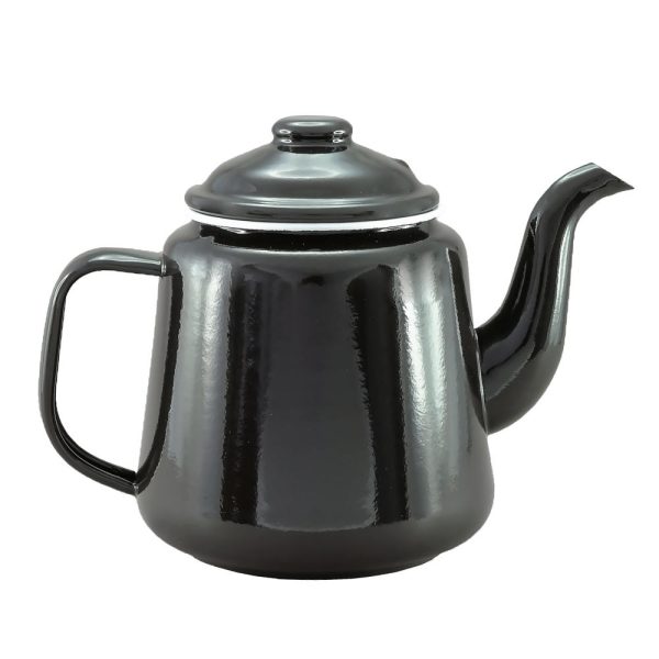 Country Vintage Style Falcon Enamel Black Teapot 1.5 Litre