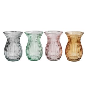 Elegant Country Glass Vases Multi Coloured Set of 4 Medium