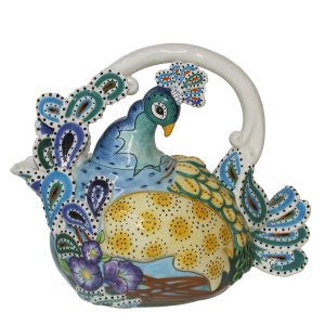 Collectable Novelty Kitchen Blue Sky Blue Peacock China Tea Pot