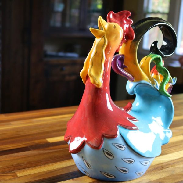 Collectable Novelty Kitchen Blue Sky Frisco Falsetto Rooster China Tea Pot