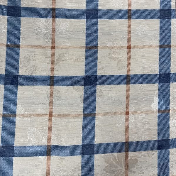 Country Table Cloth Maple Leaf Blue Brown Check Rectangle 135x180cm Tablecloth